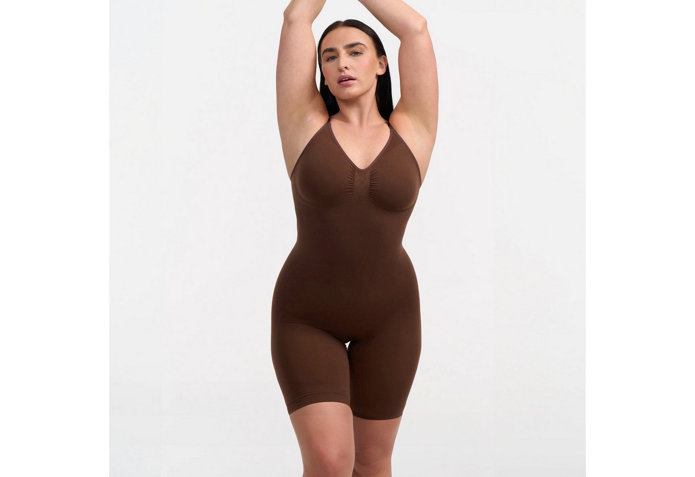 Creamy Fabrics Miederbody Bodysuit Sculpting Shapewear mit Shorts-Braun-XS (1-tlg) Figurformend von Creamy Fabrics