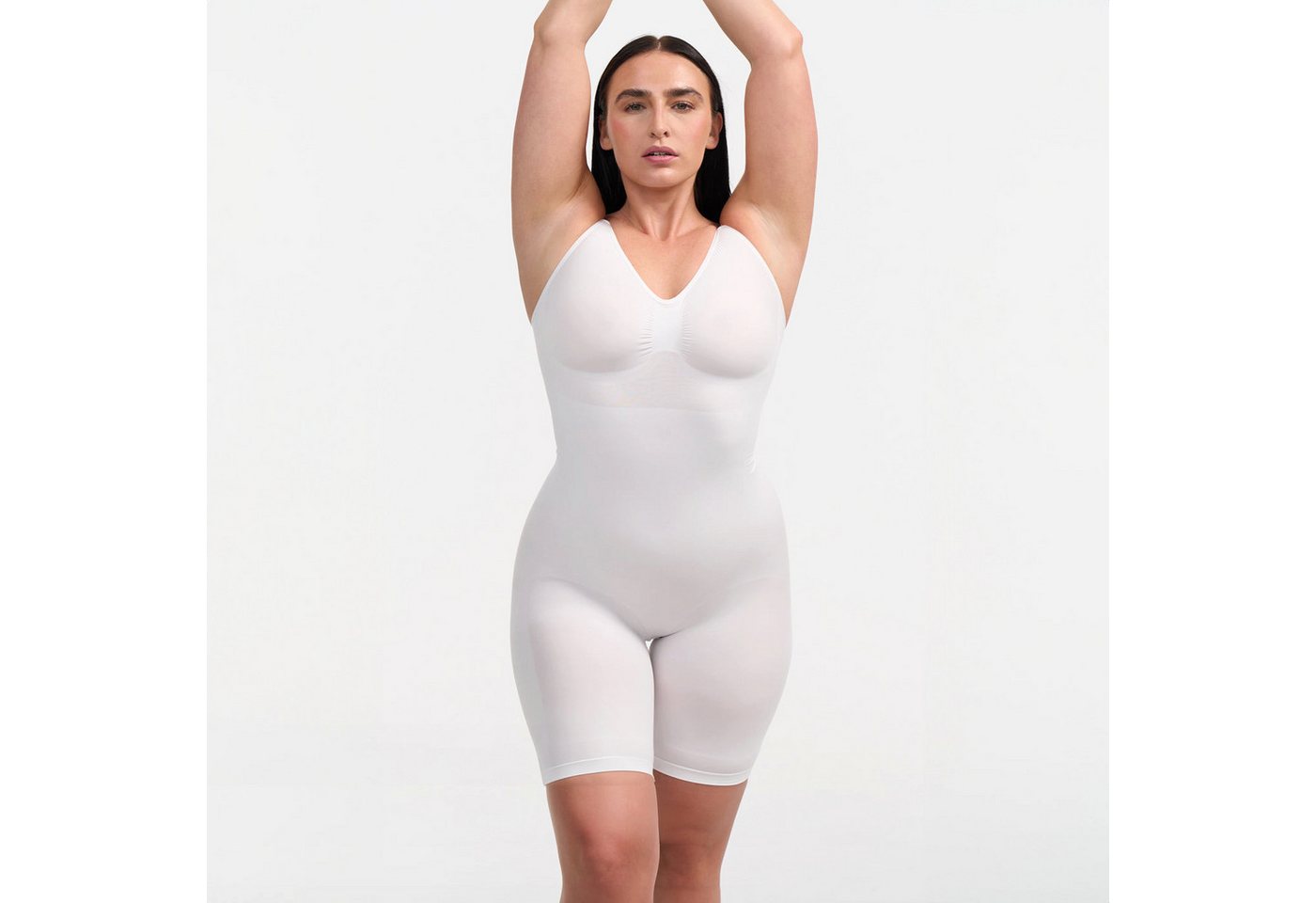 Creamy Fabrics Miederbody Bodysuit Sculpting Shapewear mit Shorts-Weiß-M (1-tlg) Figurformend von Creamy Fabrics