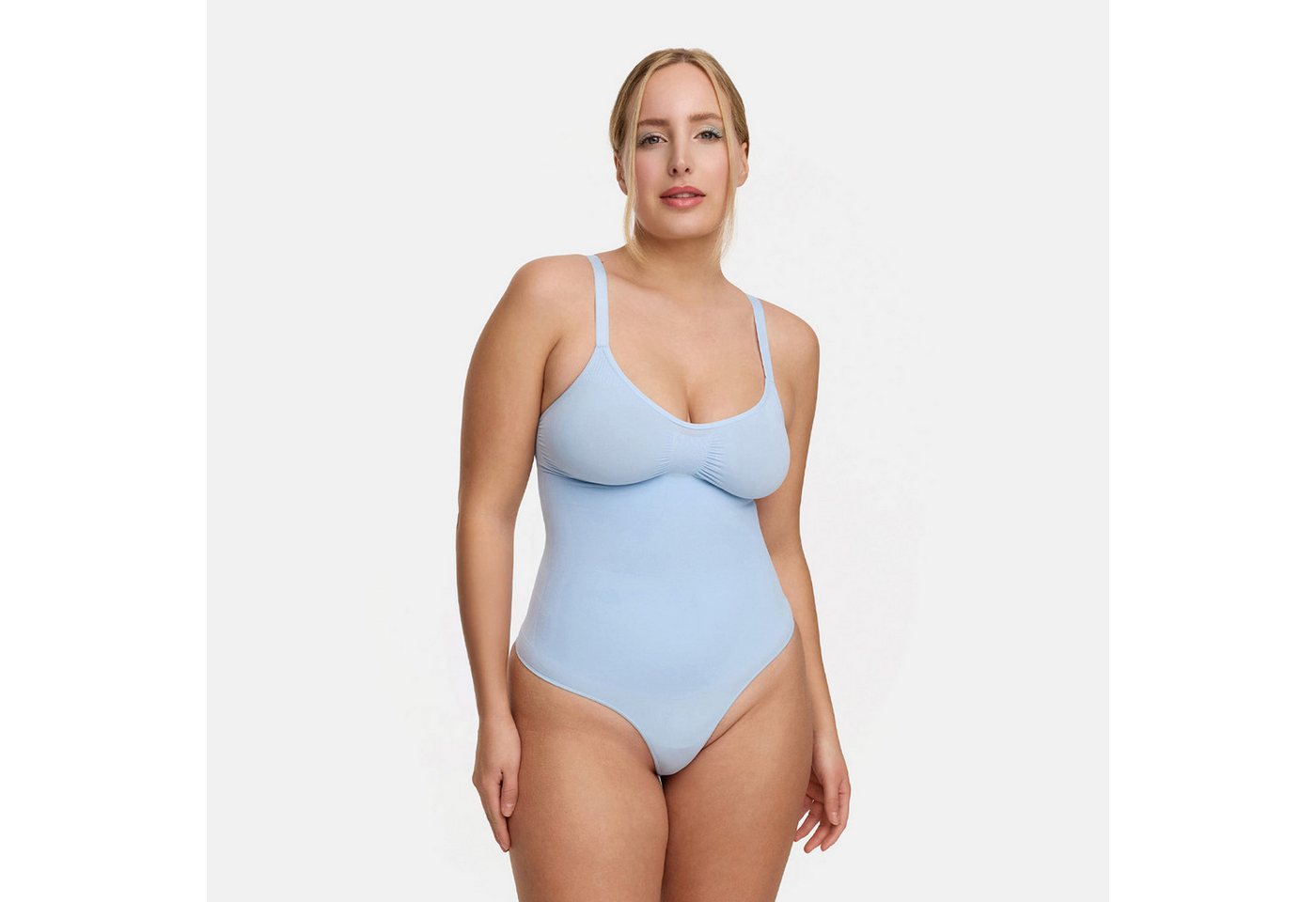 Creamy Fabrics Miederbody Bodysuit Sculpting Shapewear mit Slip (2)-Baby Blue-2XL (1-tlg) Figurformend von Creamy Fabrics