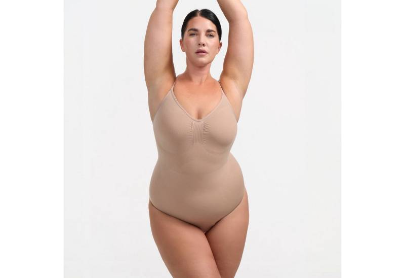 Creamy Fabrics Miederbody Bodysuit Sculpting Shapewear mit Slip-Beige-2XL (1-tlg) Figurformend von Creamy Fabrics