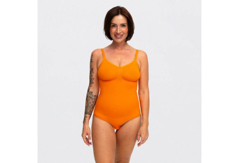 Creamy Fabrics Miederbody Bodysuit Sculpting Shapewear mit Slip-Sunset Orange-2XL von Creamy Fabrics