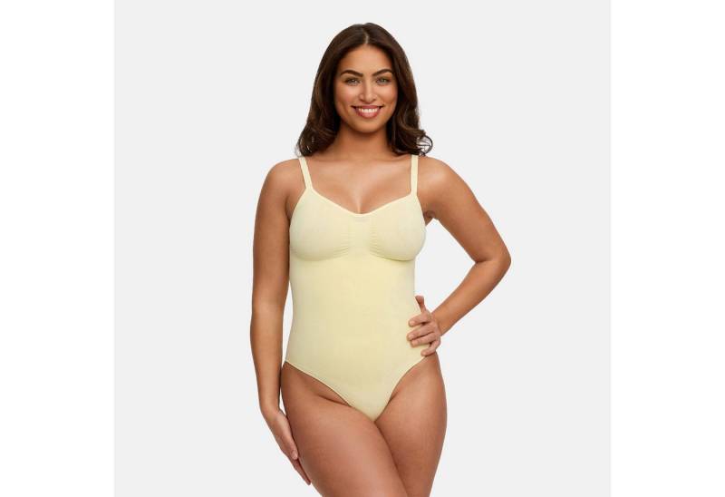 Creamy Fabrics Miederbody Bodysuit Sculpting Shapewear mit String (2)-Baby Yellow-4XL von Creamy Fabrics