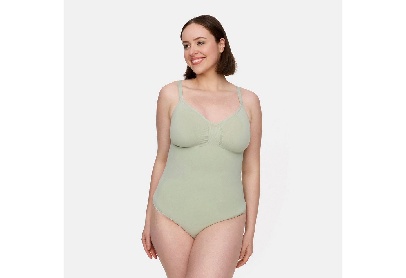 Creamy Fabrics Miederbody Bodysuit Sculpting Shapewear mit String (2)-Sage Green-L von Creamy Fabrics
