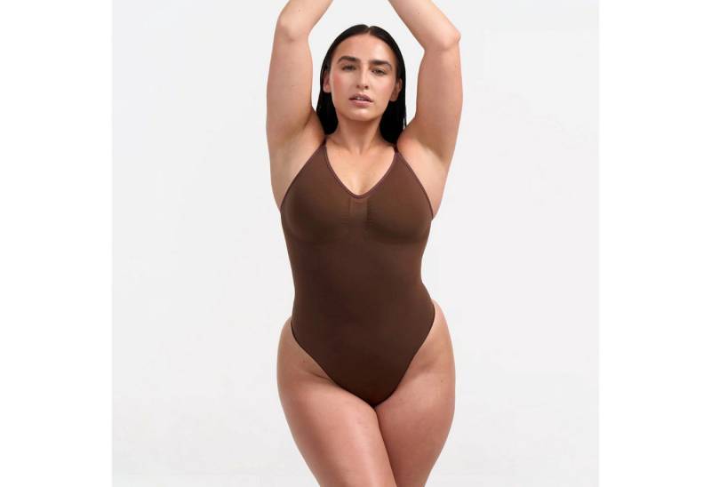 Creamy Fabrics Miederbody Bodysuit Sculpting Shapewear mit String-Braun-S (1-tlg) Figurformend von Creamy Fabrics