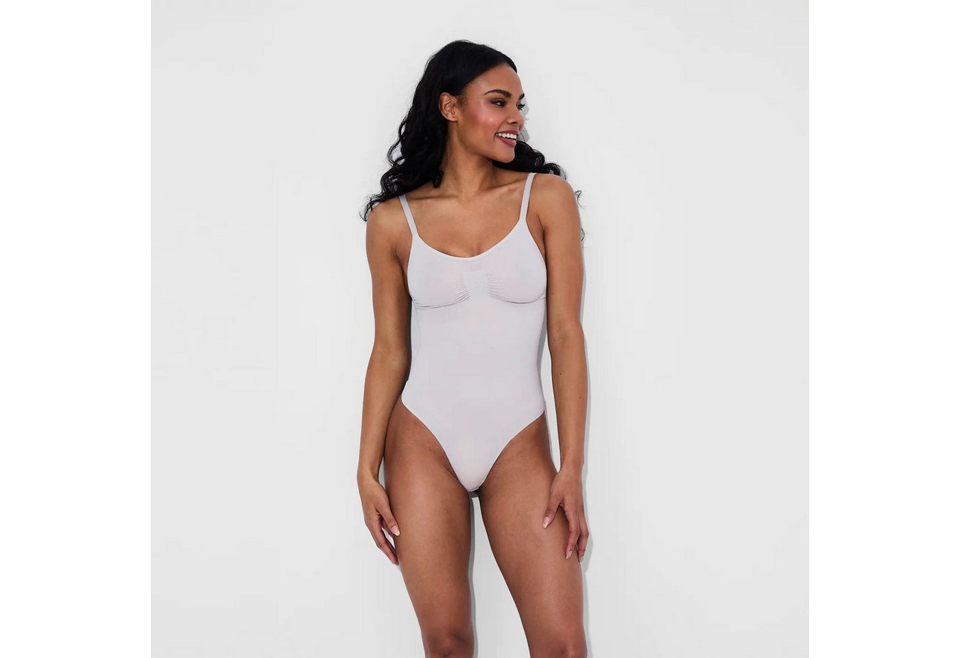 Creamy Fabrics Miederbody Bodysuit Sculpting Shapewear mit String-Light Grey-XL (1-tlg) Figurformend von Creamy Fabrics