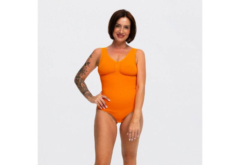 Creamy Fabrics Miederbody Bodysuit Sculpting Shapewear mit String-Sunset Orange-M (1-tlg) Figurformend von Creamy Fabrics