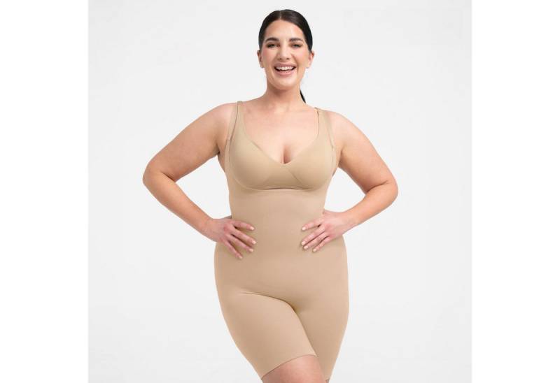 Creamy Fabrics Miederbody Bodysuit Sculpting Shapewear mit offener Brust-Beige-2XL (1-tlg) Figurformend von Creamy Fabrics
