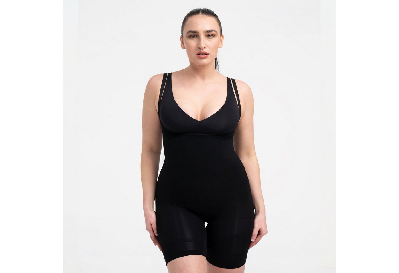 Creamy Fabrics Miederbody Bodysuit Sculpting Shapewear mit offener Brust-Schwarz-2XL (1-tlg) Figurformend von Creamy Fabrics