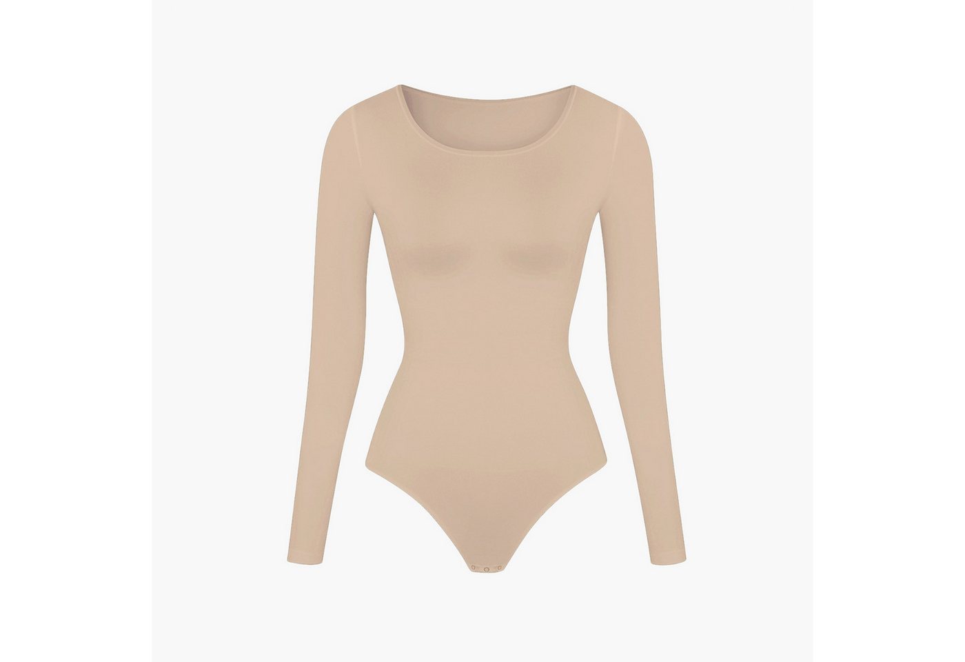 Creamy Fabrics Miederbody Longsleeve Bodysuit Sculpting Shapewear-Beige-3XL (1-tlg) Figurformend von Creamy Fabrics