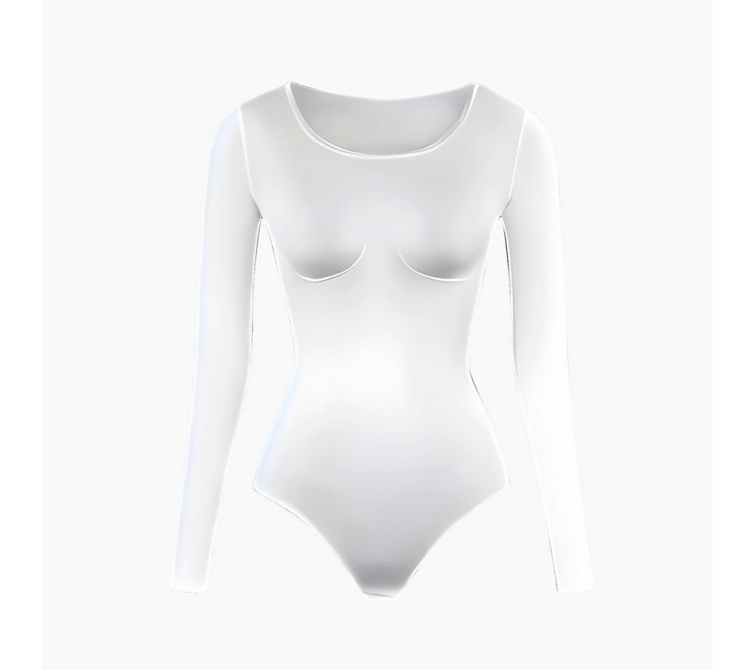 Creamy Fabrics Miederbody Longsleeve Bodysuit Sculpting Shapewear-Weiß-3XL (1-tlg) Figurformend von Creamy Fabrics