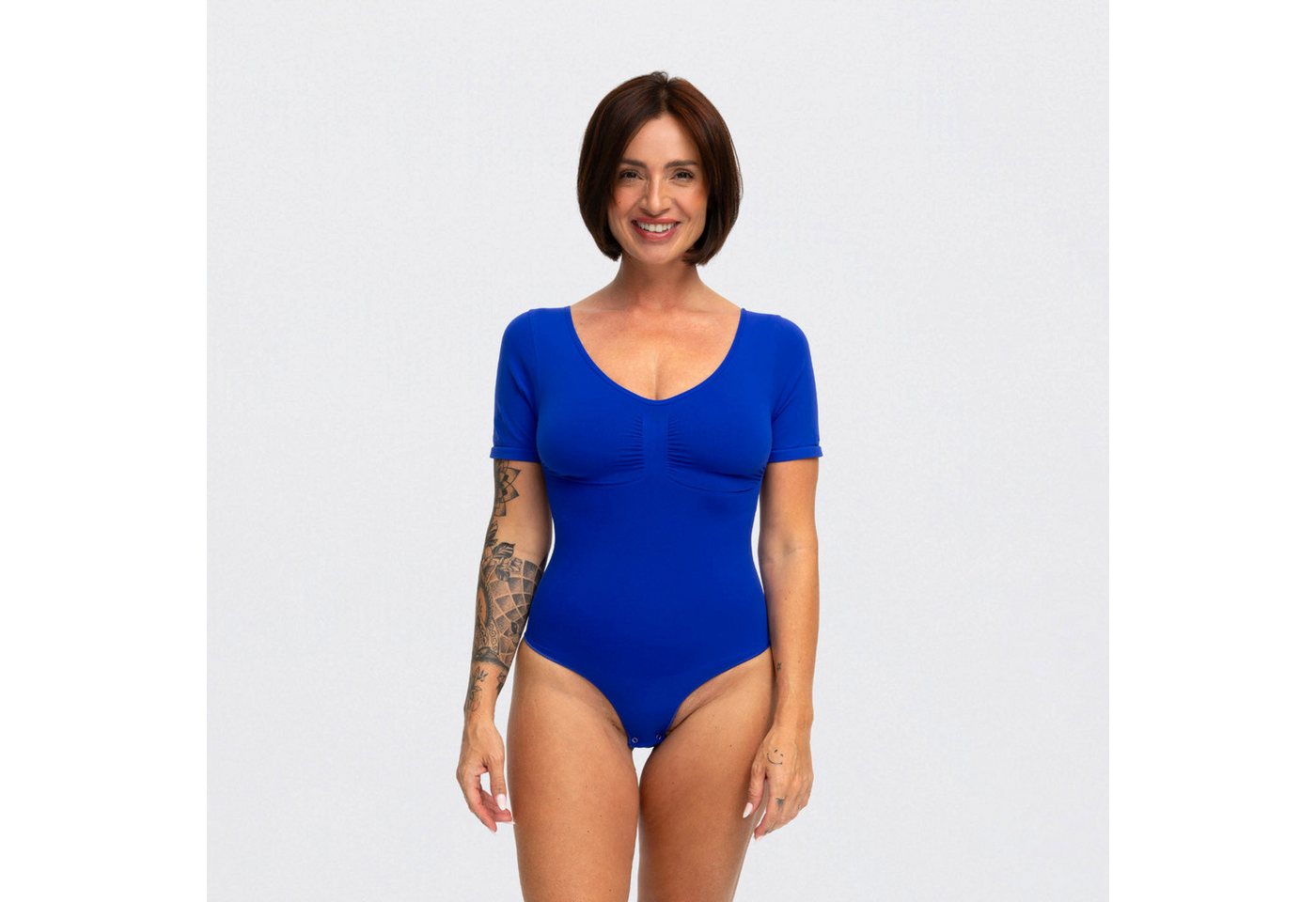 Creamy Fabrics Miederbody T-Shirt Bodysuit Sculpting Shapewear mit Slip (2)-Web Surf Blue-M (1-tlg) Figurformend von Creamy Fabrics