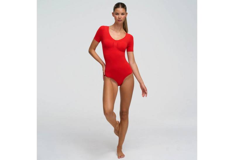 Creamy Fabrics Miederbody T-Shirt Bodysuit Sculpting Shapewear mit Slip-Fire Red-3XL (1-tlg) Figurformend von Creamy Fabrics