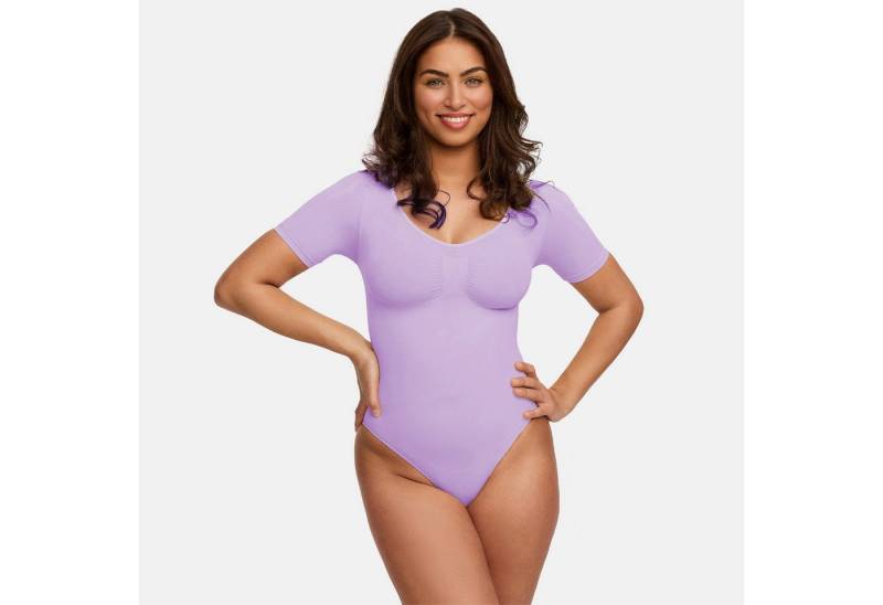 Creamy Fabrics Miederbody T-Shirt Bodysuit Sculpting Shapewear mit Slip-Lavender-S (1-tlg) Figurformend von Creamy Fabrics