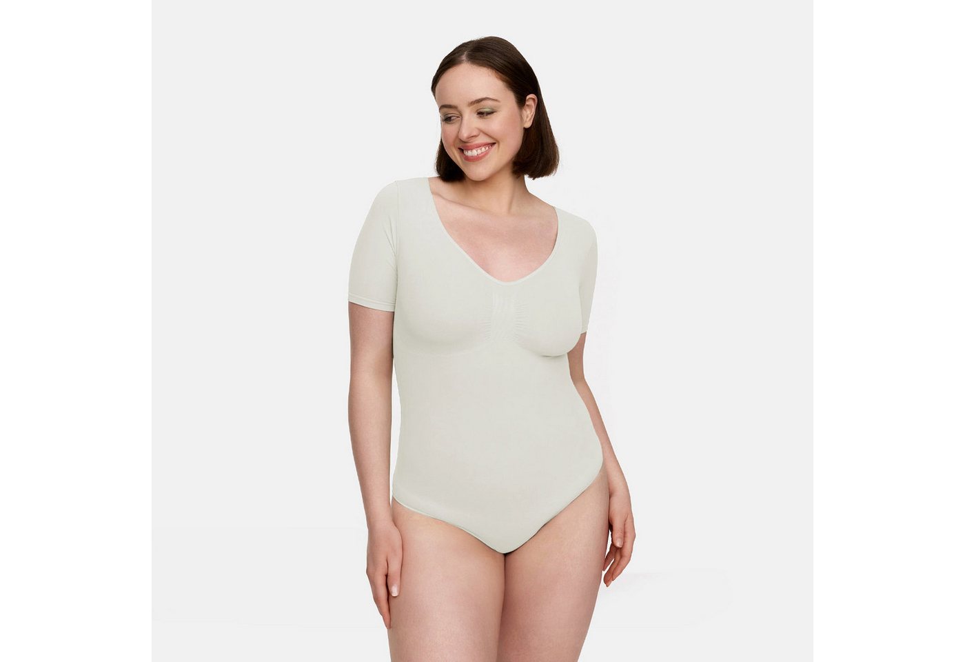 Creamy Fabrics Miederbody T-Shirt Bodysuit Sculpting Shapewear mit Slip-Weiß-3XL (1-tlg) Figurformend von Creamy Fabrics