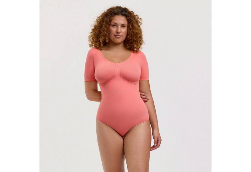 Creamy Fabrics Miederbody T-Shirt Bodysuit Sculpting Shapewear mit String (2)-Coral-L (1-tlg) Figurformend von Creamy Fabrics