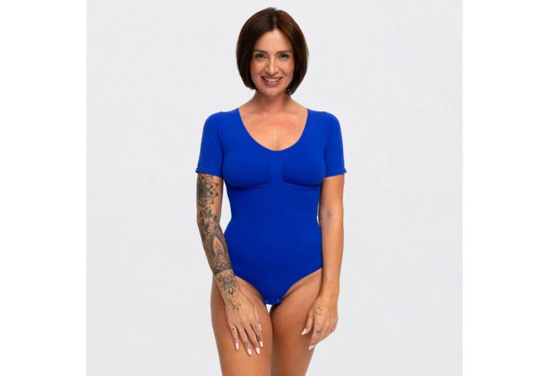 Creamy Fabrics Miederbody T-Shirt Bodysuit Sculpting Shapewear mit String (2)-Web Surf Blue-5XL (1-tlg) Figurformend von Creamy Fabrics