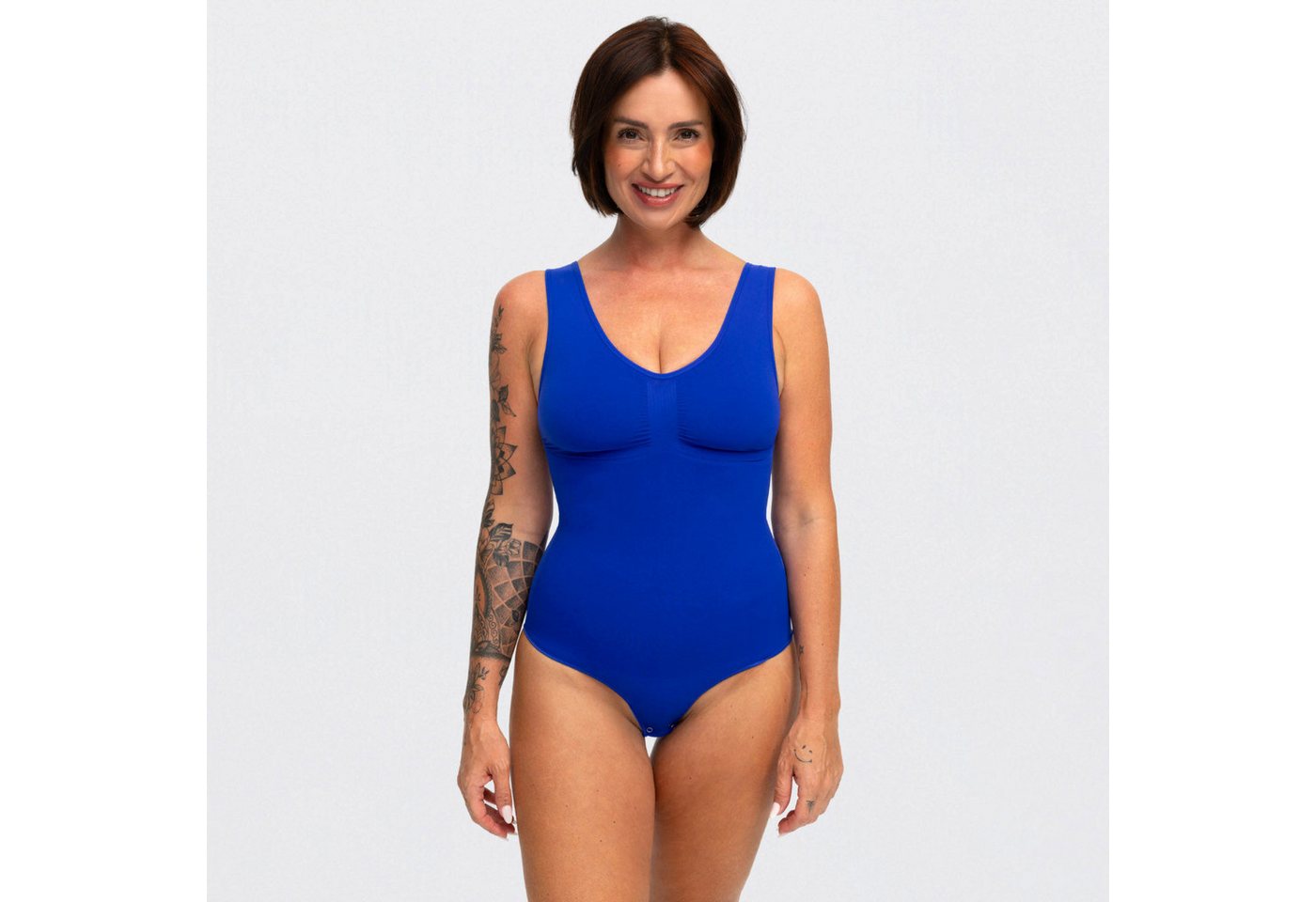 Creamy Fabrics Miederbody Tank Bodysuit Sculpting Shapewear mit Slip (2)-Web Surf Blue-XL (1-tlg) Figurformend von Creamy Fabrics