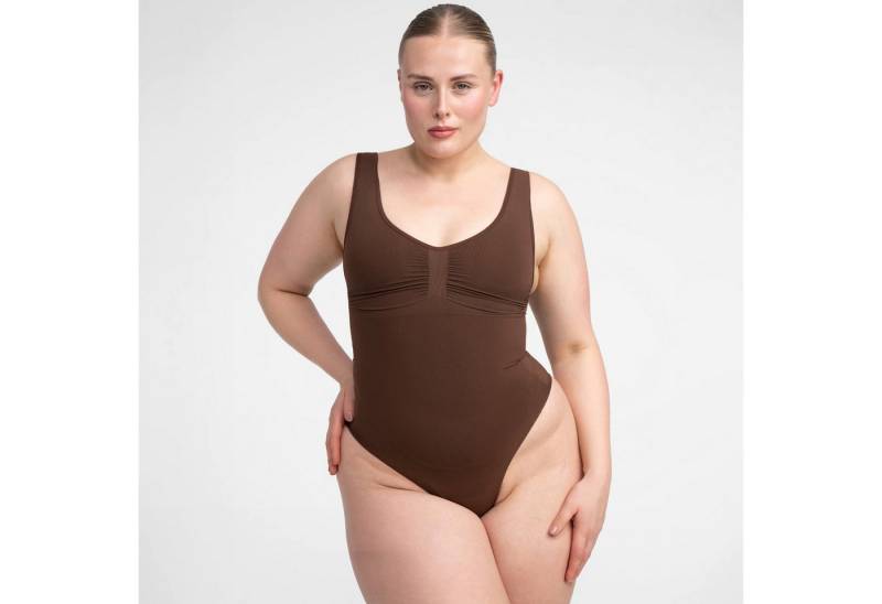 Creamy Fabrics Miederbody Tank Bodysuit Sculpting Shapewear mit Slip-Braun-L (1-tlg) Figurformend von Creamy Fabrics