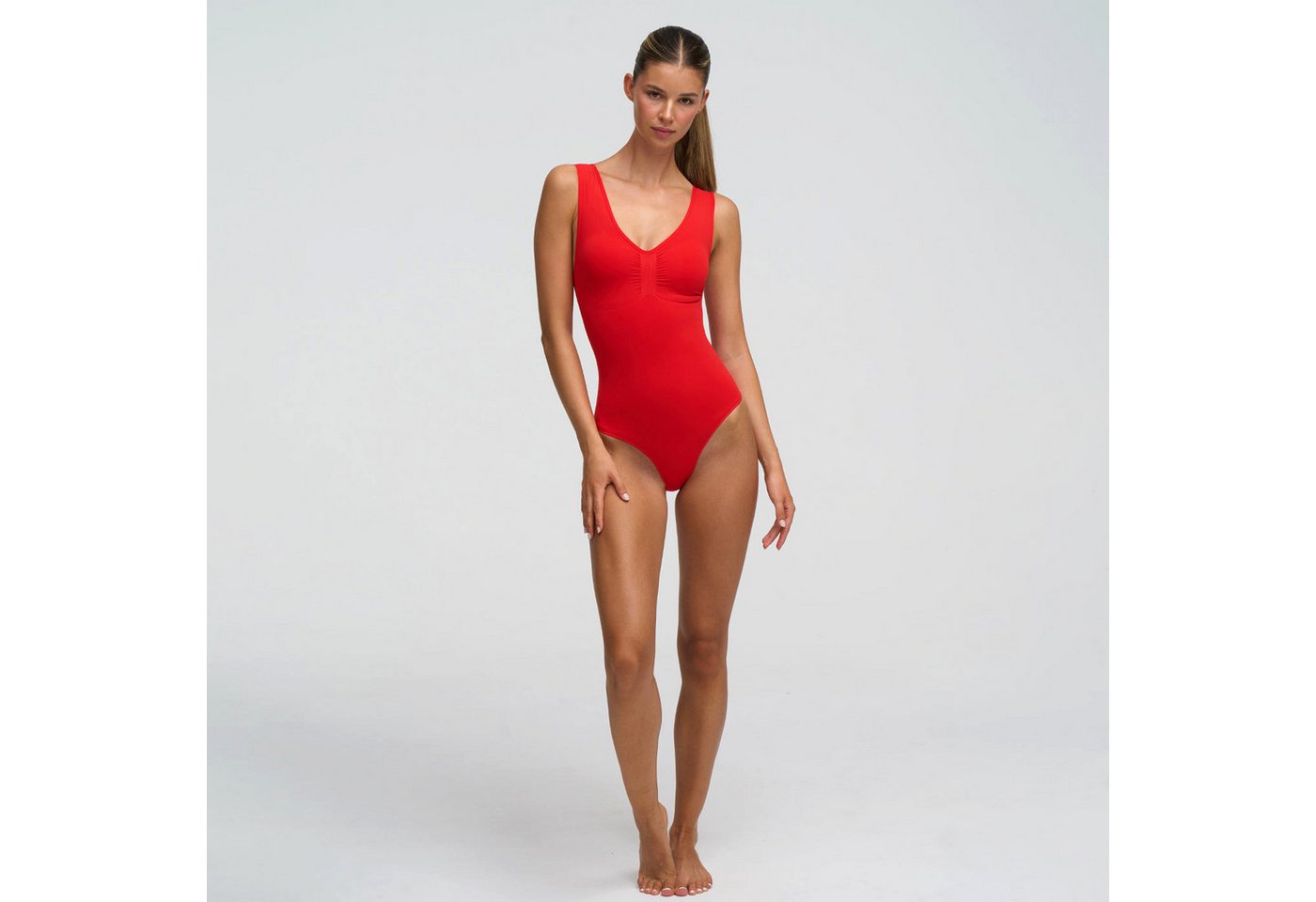 Creamy Fabrics Miederbody Tank Bodysuit Sculpting Shapewear mit Slip-Fire Red-M (1-tlg) Figurformend von Creamy Fabrics