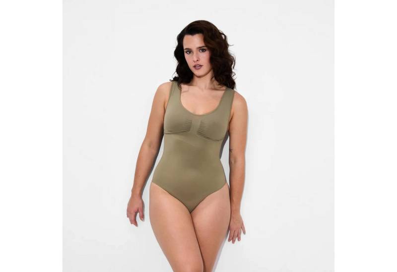 Creamy Fabrics Miederbody Tank Bodysuit Sculpting Shapewear mit Slip-Olive Green-L (1-tlg) Figurformend von Creamy Fabrics