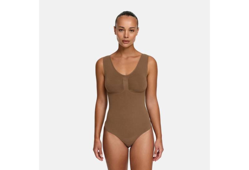 Creamy Fabrics Miederbody Tank Bodysuit Sculpting Shapewear mit String (2)-Caramel-3XL (1-tlg) Figurformend von Creamy Fabrics