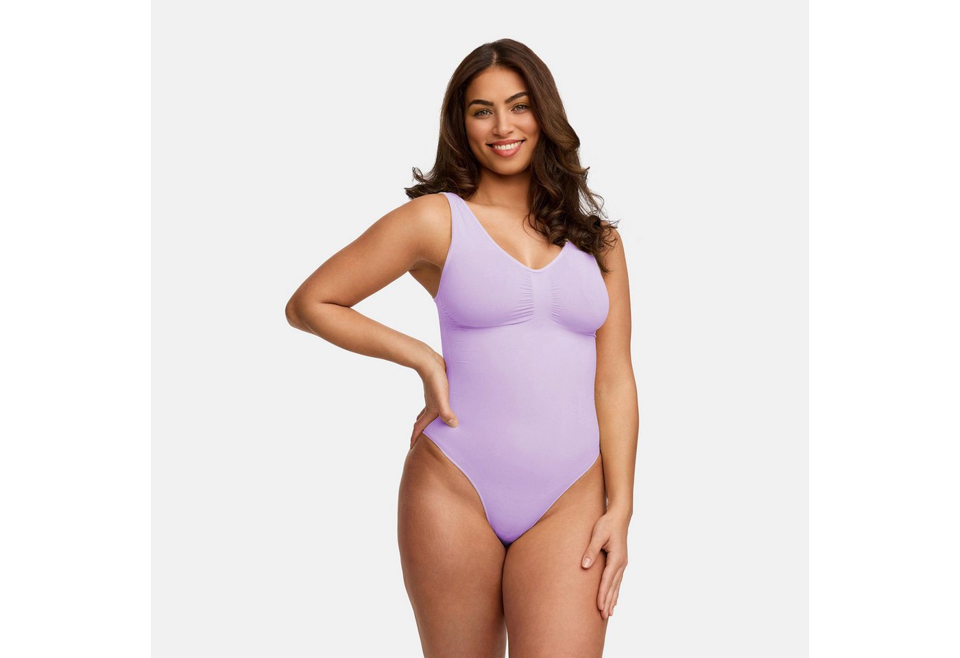 Creamy Fabrics Miederbody Tank Bodysuit Sculpting Shapewear mit String (2)-Lavender-4XL (1-tlg) Figurformend von Creamy Fabrics