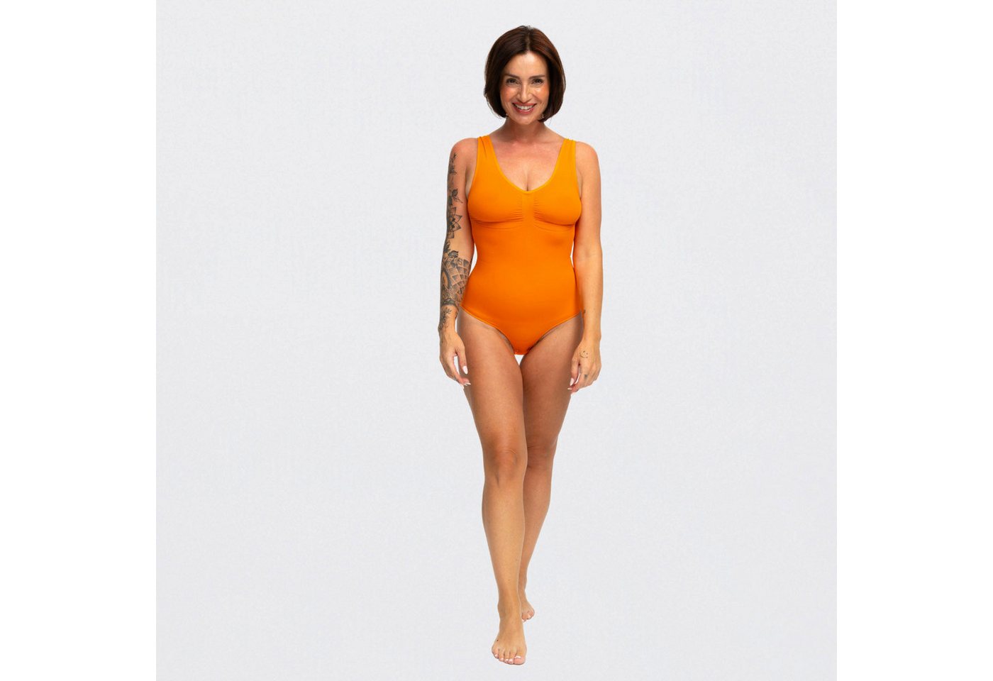 Creamy Fabrics Miederbody Tank Bodysuit Sculpting Shapewear mit String (2)-Sunset Orange-2XL (1-tlg) Figurformend von Creamy Fabrics