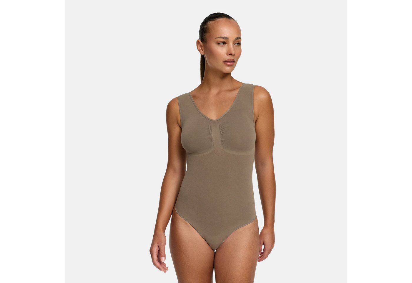 Creamy Fabrics Miederbody Tank Bodysuit Sculpting Shapewear mit String (2)-Taupe-5XL von Creamy Fabrics