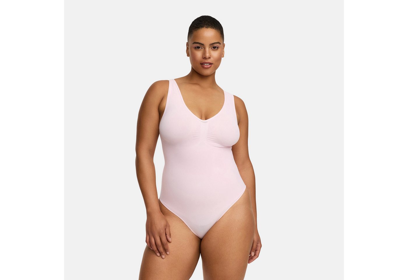 Creamy Fabrics Miederbody Tank Bodysuit Sculpting Shapewear mit String-Baby Pink-XL (1-tlg) Figurformend von Creamy Fabrics
