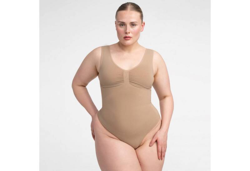 Creamy Fabrics Miederbody Tank Bodysuit Sculpting Shapewear mit String-Beige-XS (1-tlg) Figurformend von Creamy Fabrics