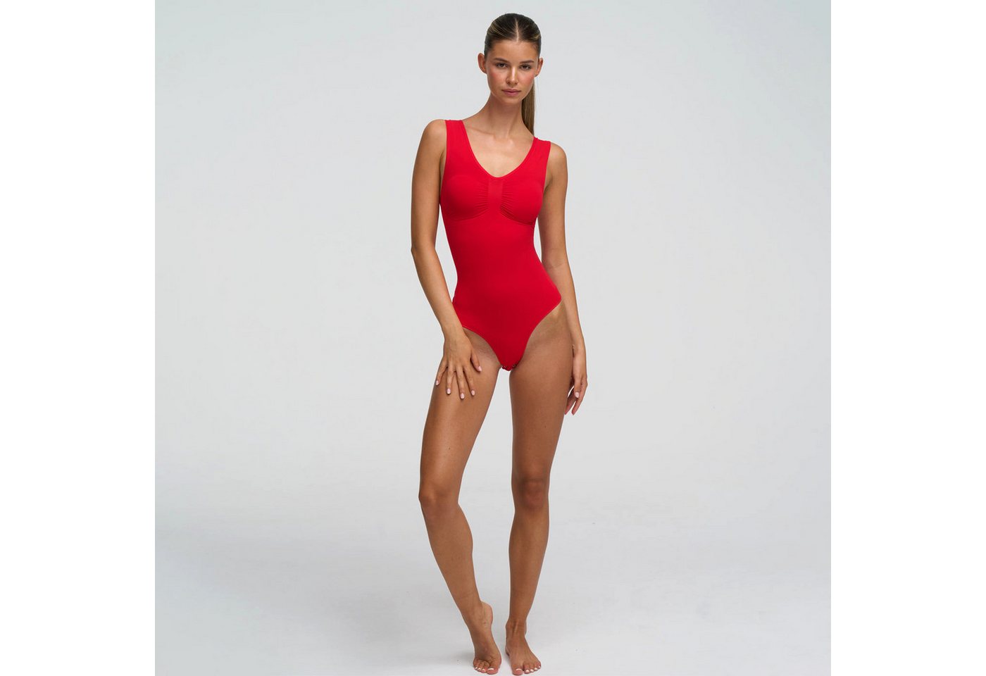 Creamy Fabrics Miederbody Tank Bodysuit Sculpting Shapewear mit String-Fire Red-M (1-tlg) Figurformend von Creamy Fabrics