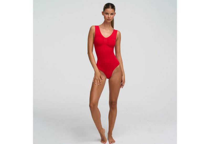 Creamy Fabrics Miederbody Tank Bodysuit Sculpting Shapewear mit String-Fire Red-M (1-tlg) Figurformend von Creamy Fabrics