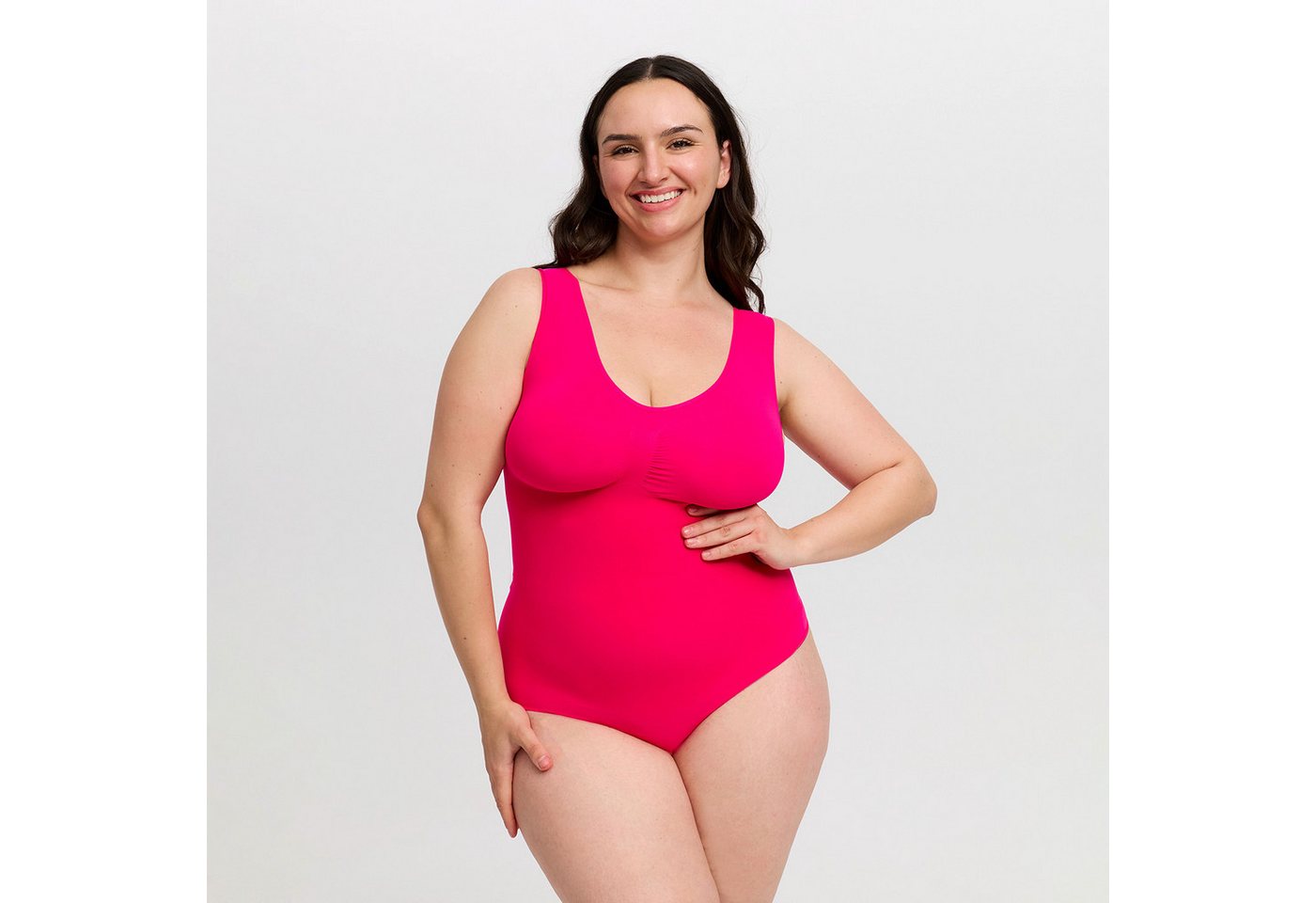 Creamy Fabrics Miederbody Tank Bodysuit Sculpting Shapewear mit String-Neon Pink-S (1-tlg) Figurformend von Creamy Fabrics