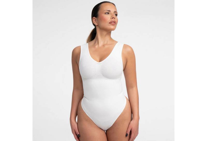 Creamy Fabrics Miederbody Tank Bodysuit Sculpting Shapewear mit String-Weiß-3XL (1-tlg) Figurformend von Creamy Fabrics