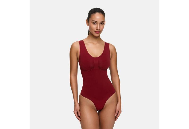 Creamy Fabrics Miederbody Tank Bodysuit Sculpting Shapewear mit String-Wine Red-L (1-tlg) Figurformend von Creamy Fabrics