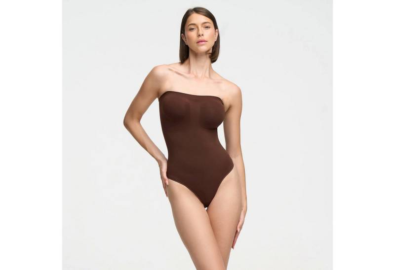 Creamy Fabrics Miederbody Trägerloser Bodysuit Sculpting Shapewear mit Slip-Braun-2XL (1-tlg) Figurformend von Creamy Fabrics