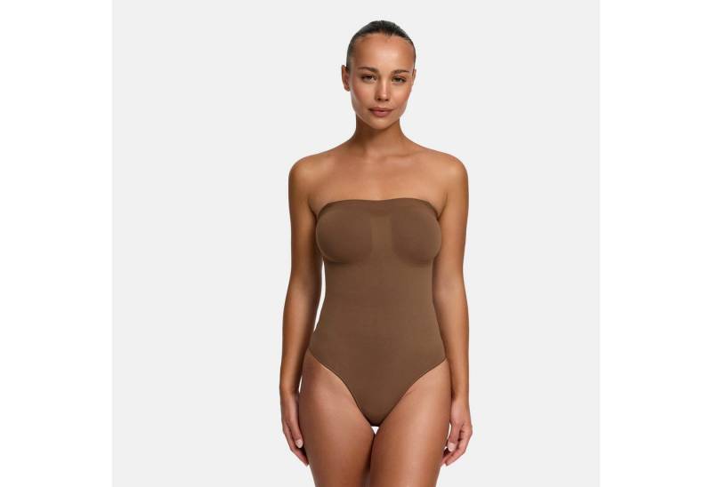 Creamy Fabrics Miederbody Trägerloser Bodysuit Sculpting Shapewear mit Slip-Caramel-S (1-tlg) Figurformend von Creamy Fabrics