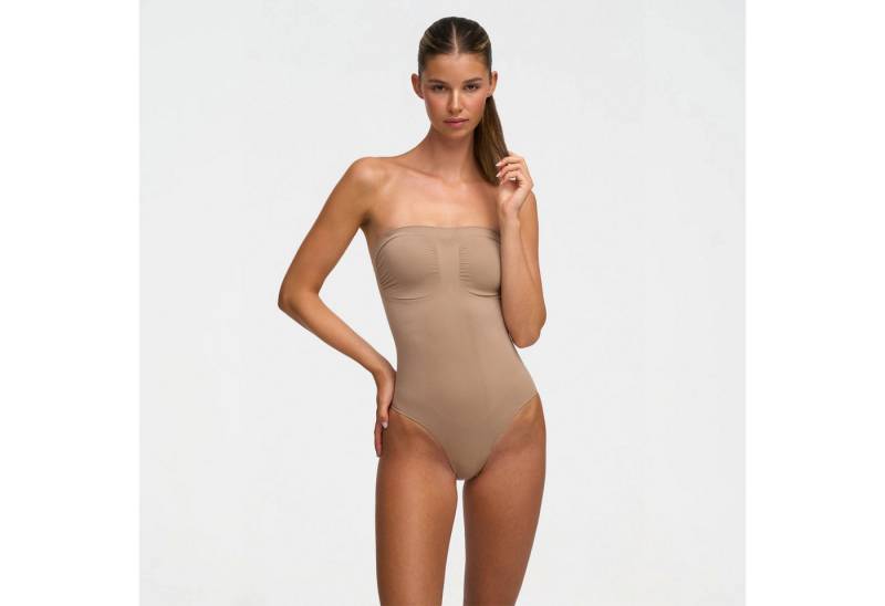 Creamy Fabrics Miederbody Trägerloser Bodysuit Sculpting Shapewear mit Slip-Dark Beige-S (1-tlg) Figurformend von Creamy Fabrics
