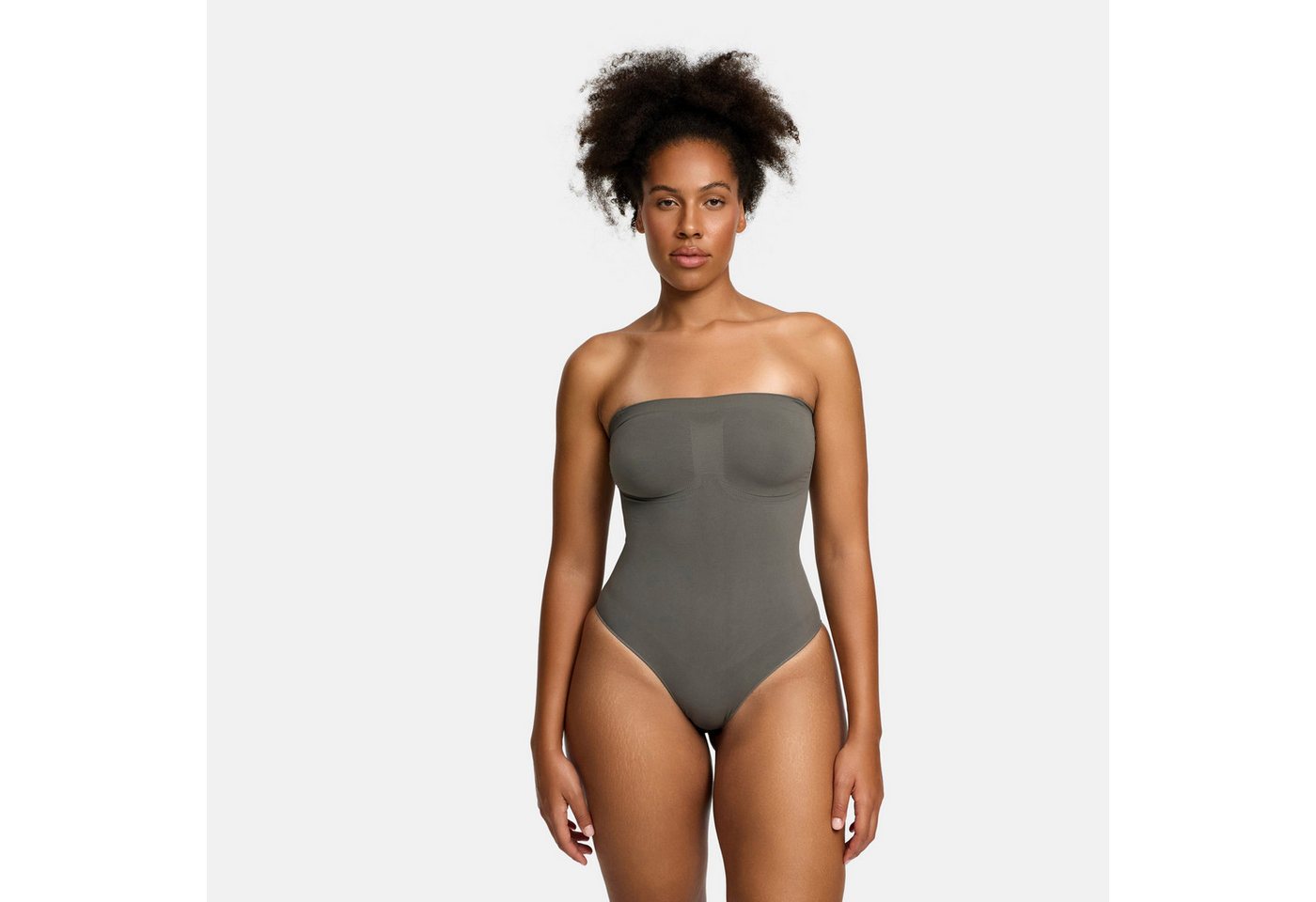 Creamy Fabrics Miederbody Trägerloser Bodysuit Sculpting Shapewear mit Slip-Graphit-XS (1-tlg) Figurformend von Creamy Fabrics