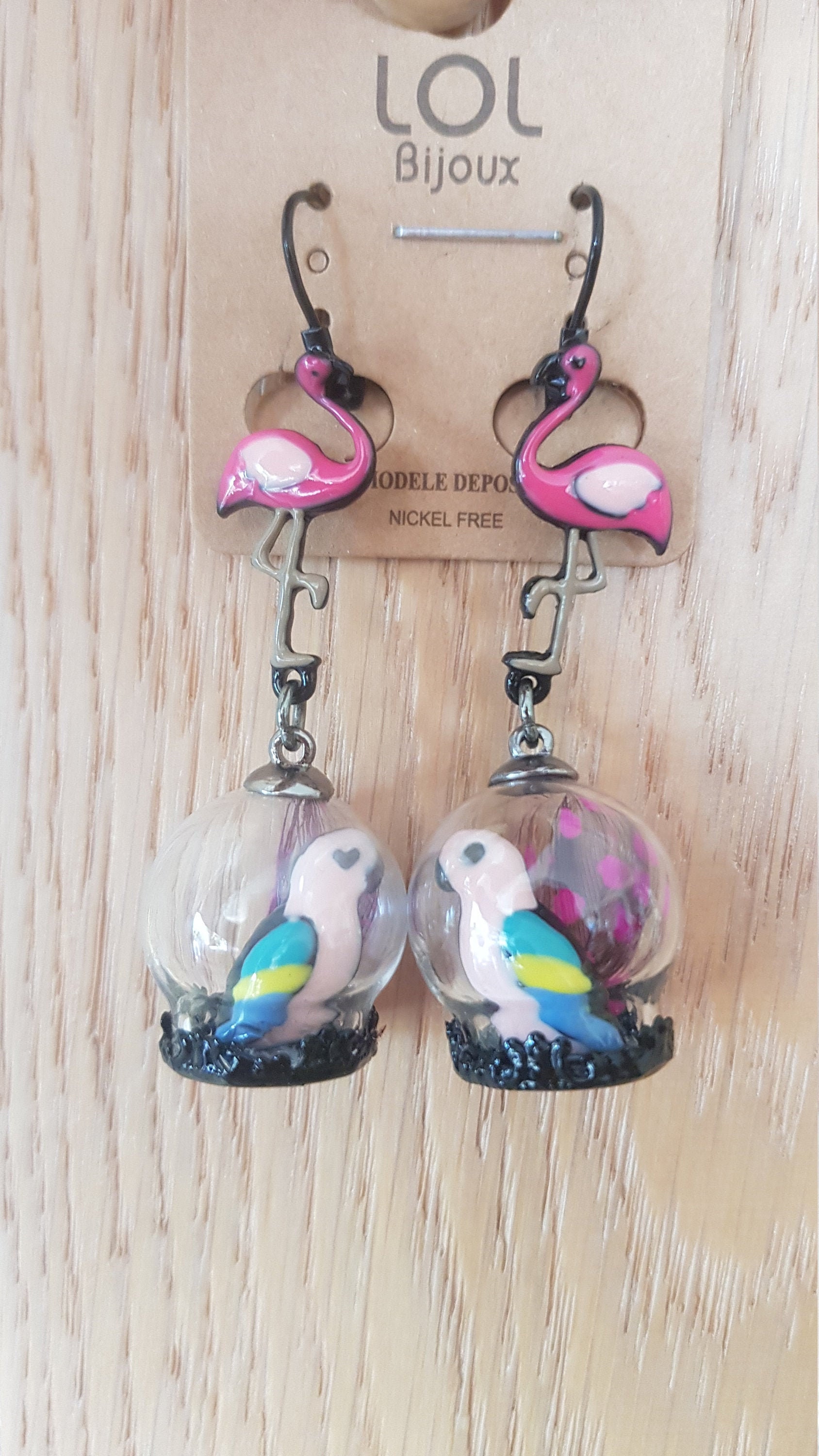 Ohrringe Lol Schmuck Flamingo Und Papagei Glas Ohrringe Lol Schmuck Flamingo Und Papagei Glas von CreasFimoCindy