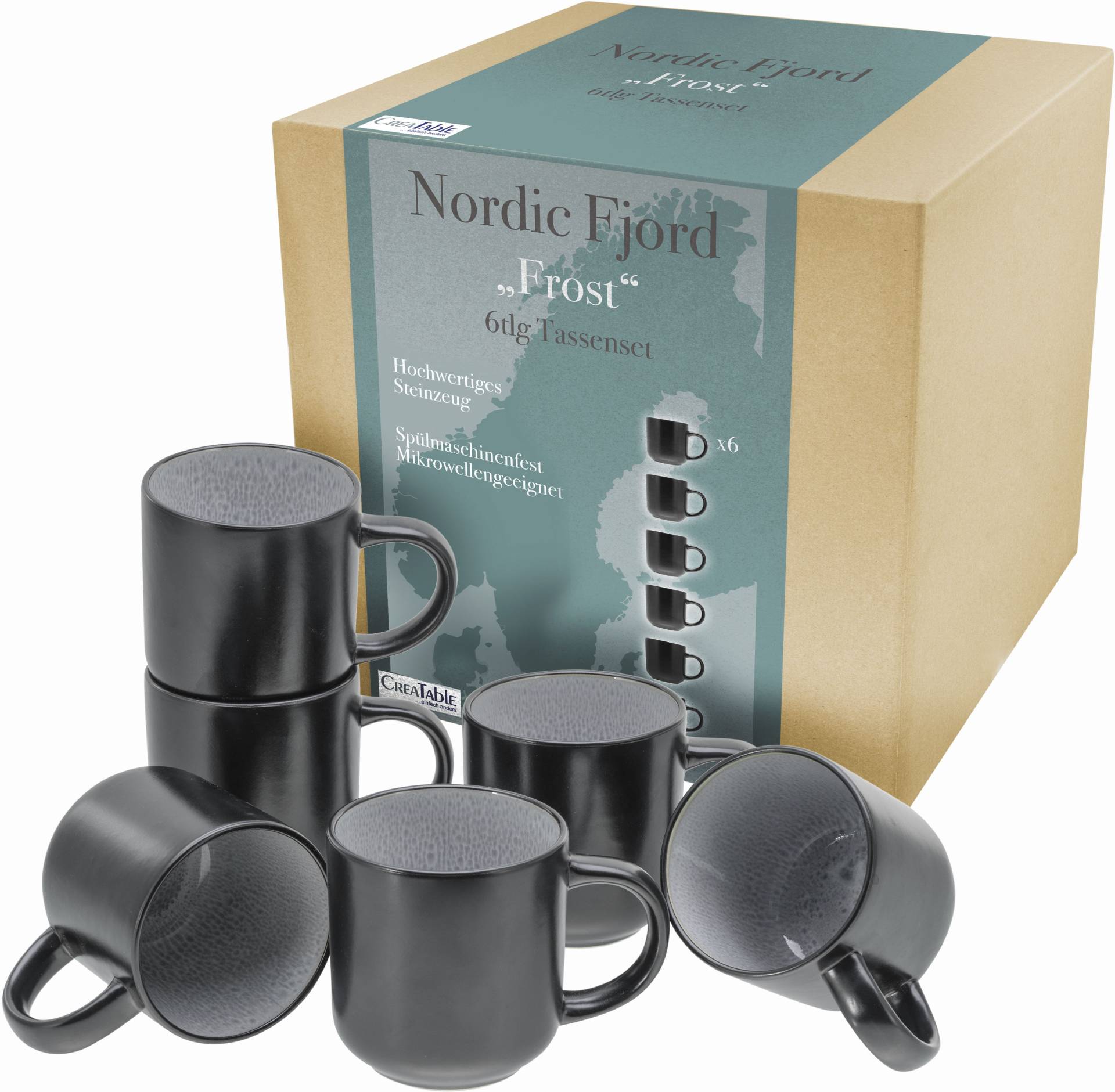CreaTable Becher "Nordic Fjord" Kaffeebecher, Tassen Set, 6-teilig, 285 ml von Creatable