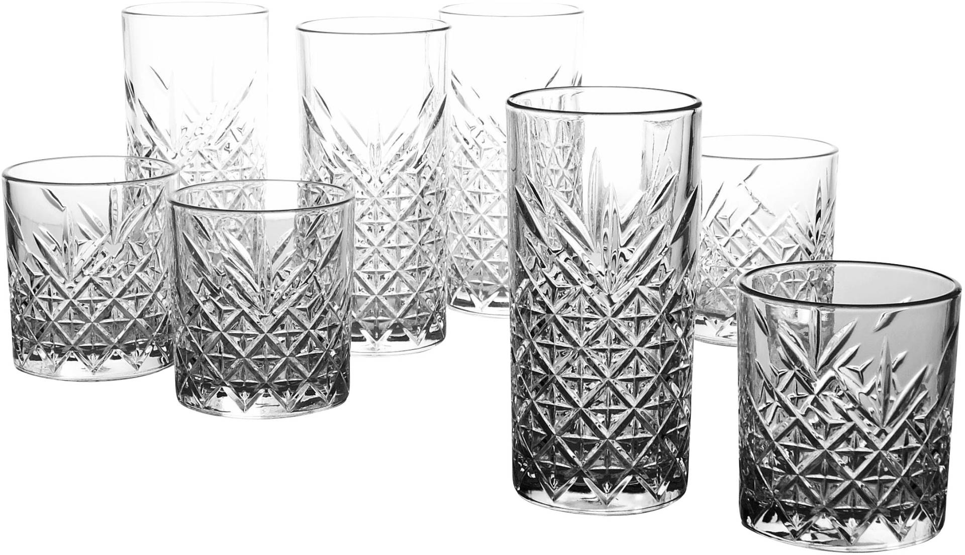 CreaTable Gläser-Set "TIMELESS Trinkgläser", (Set, 8 tlg.), 4 Wassergläser, 4 Whiskygläser im Set von Creatable