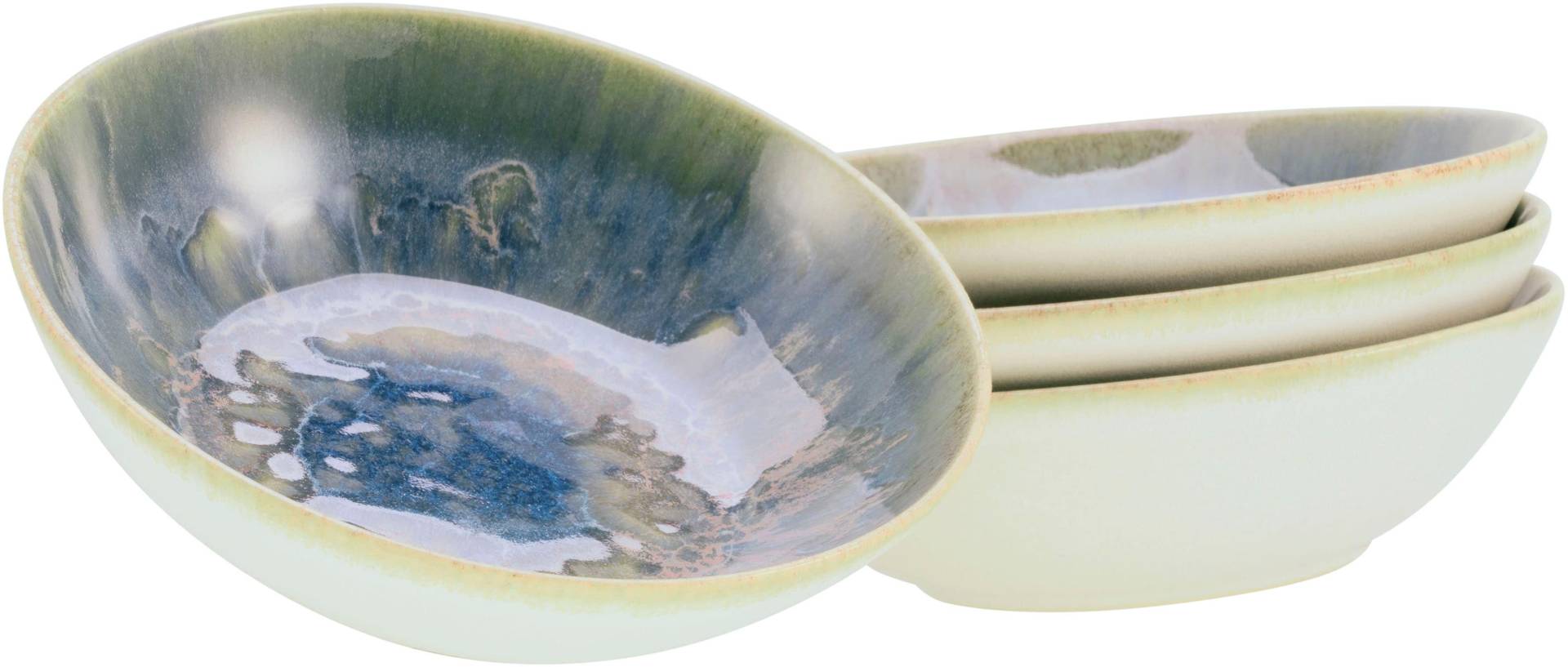 CreaTable Müslischale "Yuki" 4 Stk. aus Steinzeug Reaktiv-Digitaldruck, jedes Stück ein Unikat, Ø 17 cm von Creatable