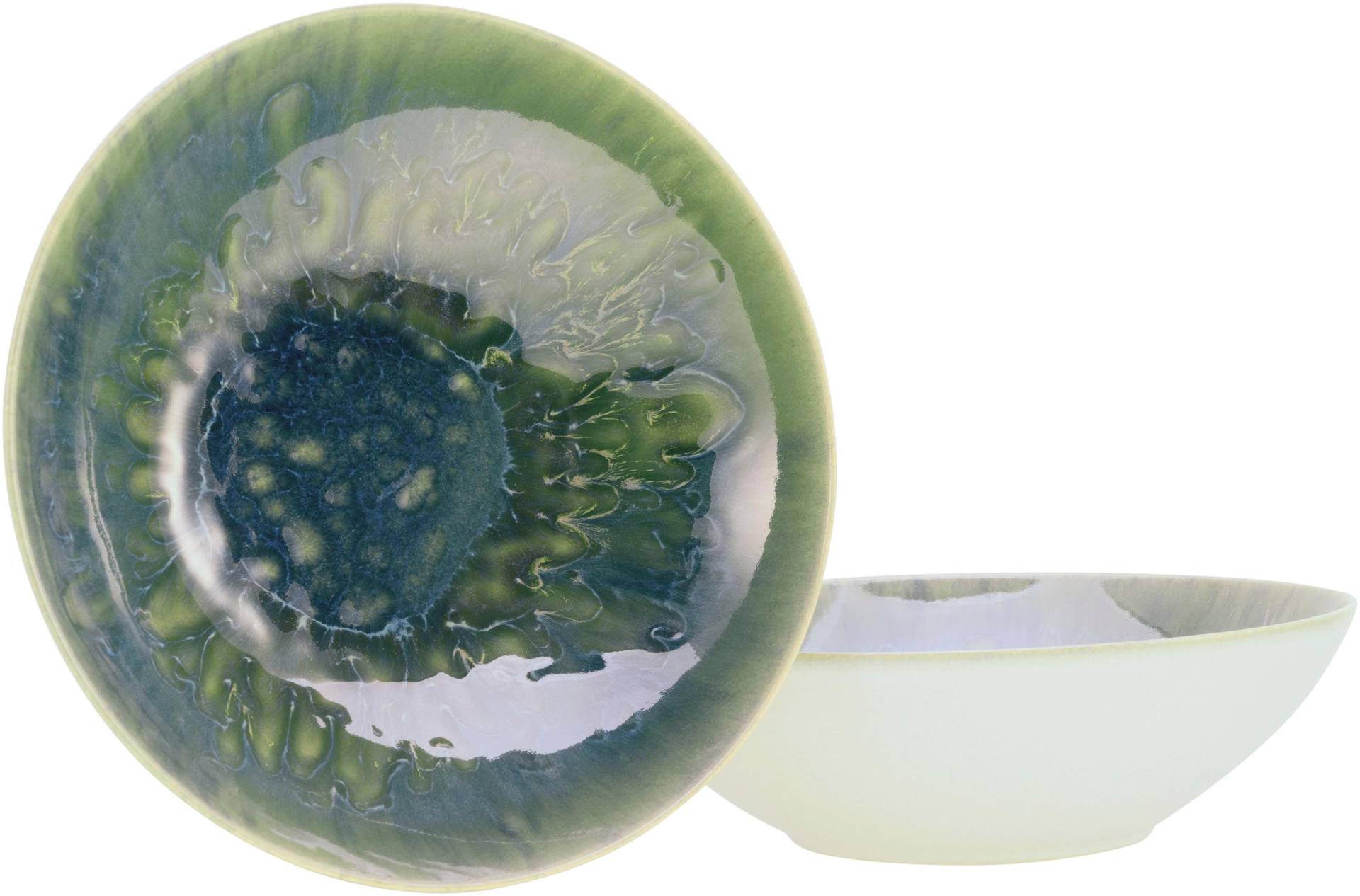 CreaTable Schüssel "Yuki" 2 Stk. aus Steinzeug Reaktiv-Digitaldruck, jedes Stück ein Unikat, Ø 24 cm von Creatable