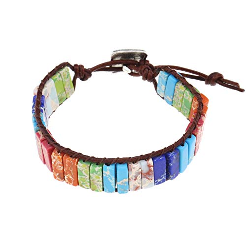 Create idea Armbänder Chakren Regenbogen Böhmisches Edelsteine Armbänder Frauen Damen Armband Geflochten Armreif Verstellbar von Create idea