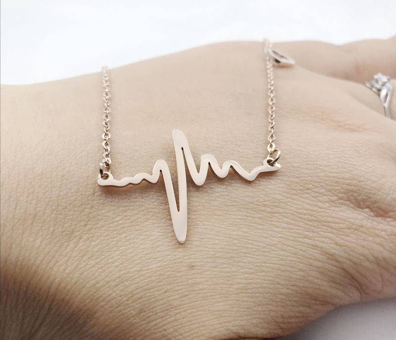 18Krose Gold Love, Herzform, Herzschlag, Ekg Halskette, Puls Halskette, Doktor Krankenschwester Halskette, Baby Herzschlag Halskette, Schwangere Neue von CreatioDesign