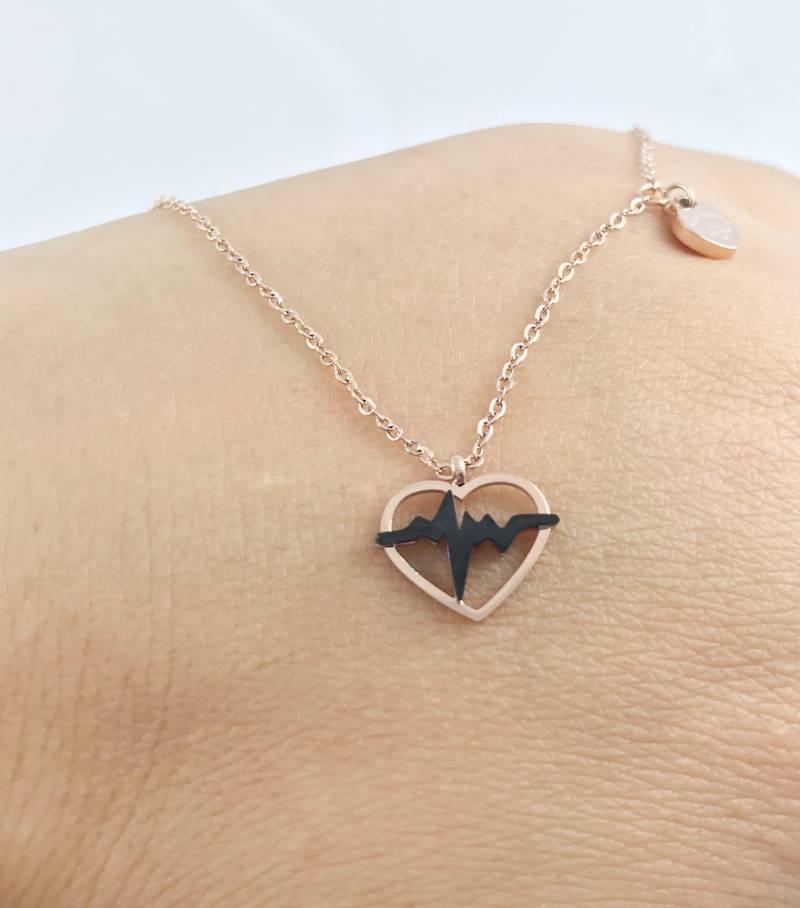 Diy Neue 18K Rose Gold Liebe Halskette, Herzschlag Rettungslinie Krankenschwester Arzt Herz Weihnachtsgeschenke von CreatioDesign