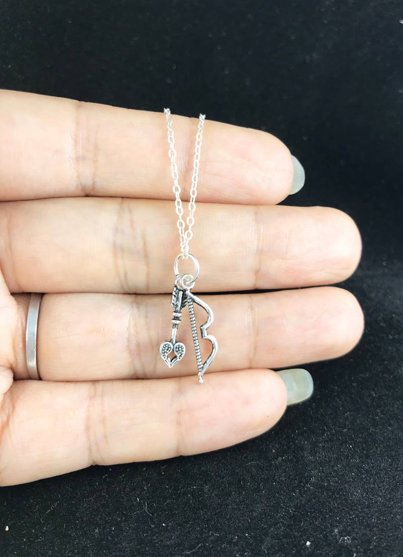 Diysterling Sterling Love Schleife Und Pfeil Anhänger Halskette, Vintage Cupid Halskette, Liebe Halskette, Weihnachtsgeschenk von CreatioDesign