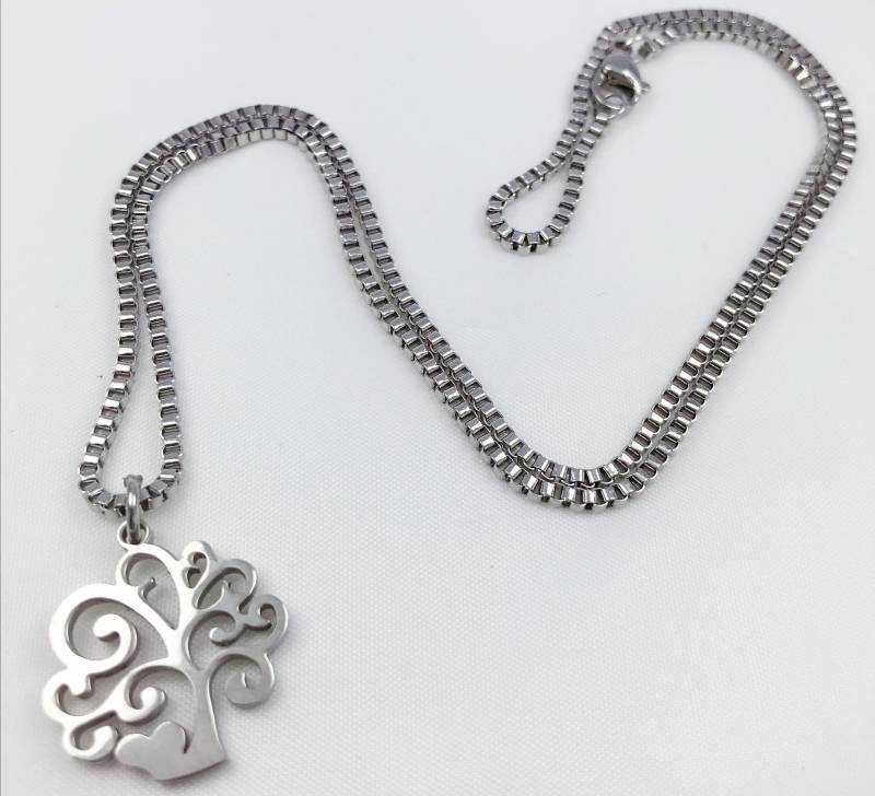 Edelstahl Halskette, Baum Des Lebens, Weihnachtsbaum, Baum Lebens, Geschenk Der Freunde, Edelstahl Box-Kette, Anfangsbaum, Friedensbaum von CreatioDesign