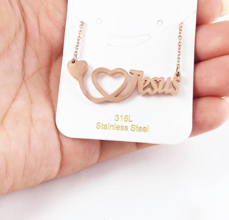 Jesus Halskette, Ich Liebe Buchstabe Herz Baum Des Lebens Religiöse Halskette Anfang, Liebe von CreatioDesign